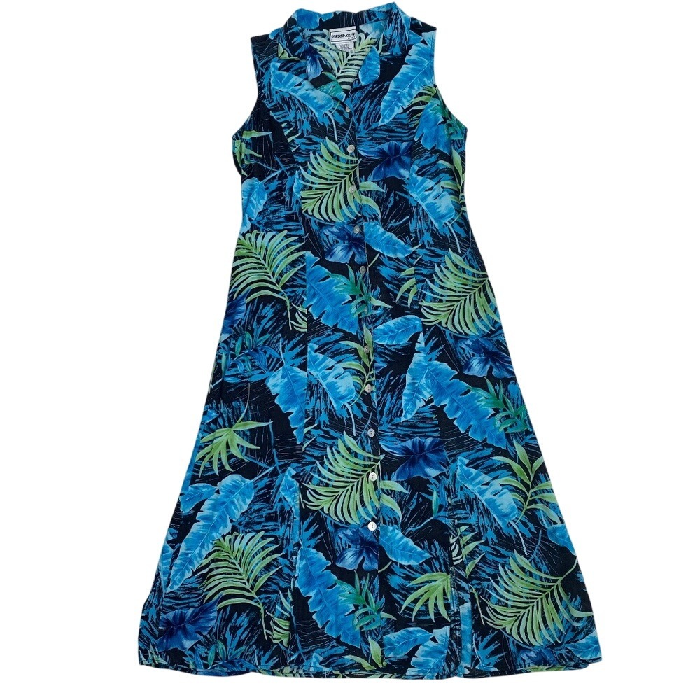 VTG California Krush Womens 12p Maxi Dress Tropical‎ Floral Print